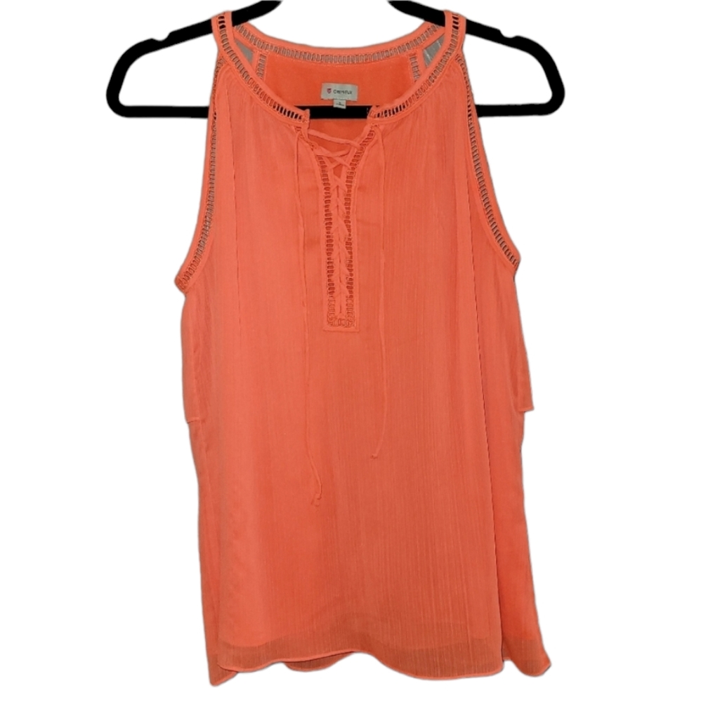 Cremieux Women's Tank Top Bright Orange Size Small Sleeveless Blouse